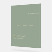 Sage Green Simple Modern Wedding Welcome Acryl Bord (Hoek)