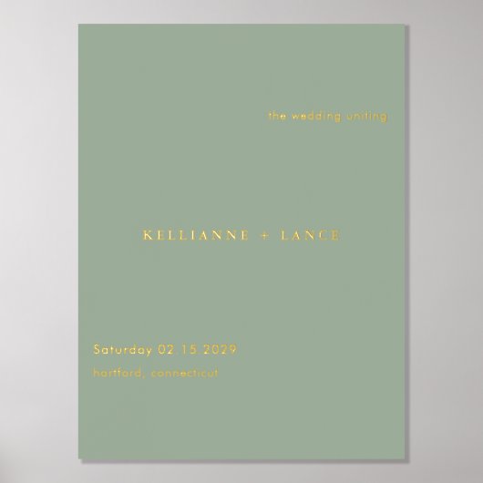 Sage Green Simple Modern Wedding Welcome Sign Folie Afdrukken (Voorkant)