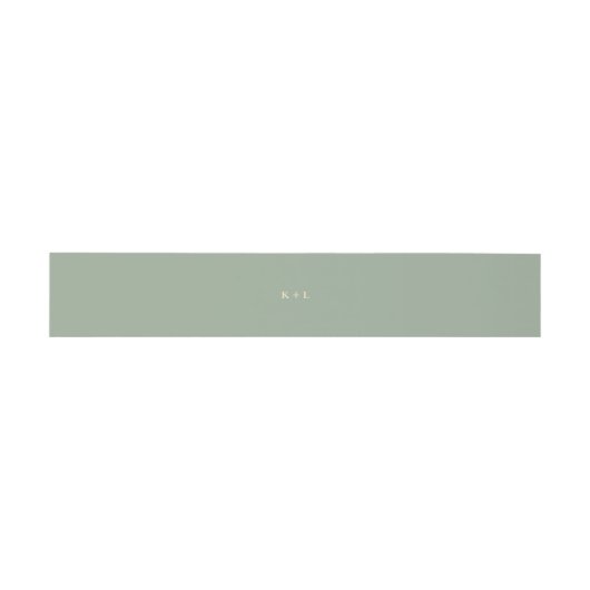 Sage Green Simple Monogram Modern Wedding Uitnodigingen Wikkel (Vlak)