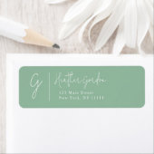 Sage Green Simple Monogram Return-adres label (Insitu)