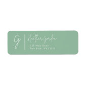 Sage Green Simple Monogram Return-adres label (Voorkant)