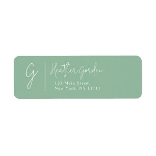 Sage Green Simple Monogram Return-adres label