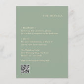 Sage Green Simple QR Code Modern Wedding Informatiekaartje (Voorkant)