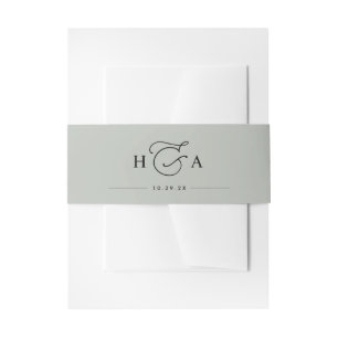 Sage Green Simple Script Monogram Weddenschap Uitnodigingen Wikkel