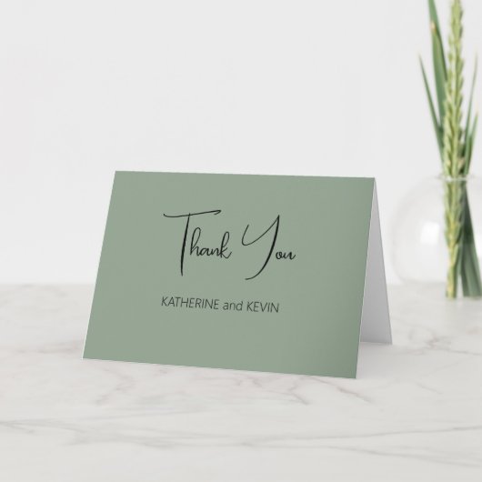 Sage Green Simple Weddenschap Hartelijk dank Bedankkaart (Voorkant)