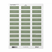 Sage Green  | Simple Wedding Return Address Label (Full Sheet)