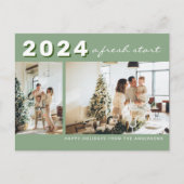 Sage Green Simple Year A verse Start Photo Holiday Briefkaart (Voorkant)