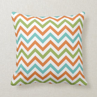 Sage Green, Sinaasappel en Robins Egg Blue Chevron Kussen