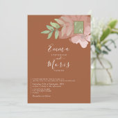 Sage Green Sinaasappel Monogram Weddenschap Kaart (Staand voorkant)