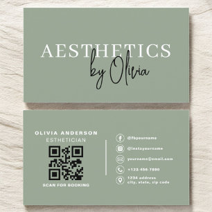 Sage Green Skincare Esthetician QR-code Visitekaartje
