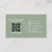 Sage Green Skincare Esthetician QR-code Visitekaartje (Achterkant)