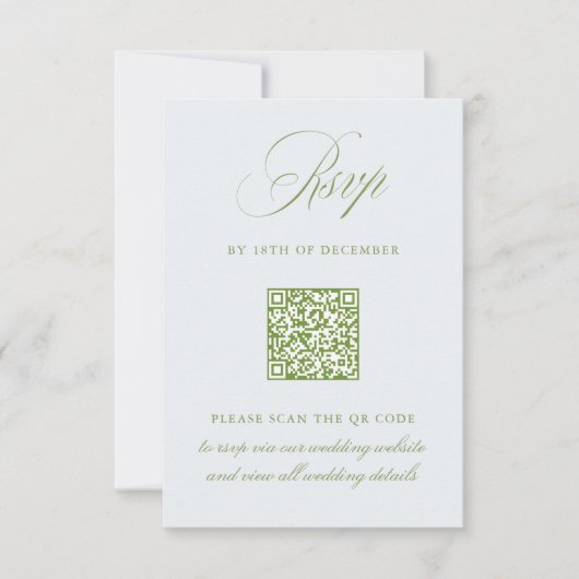 Sage Green & Sky Blue QR Code RSVP Wedding Kaart (Voorkant)