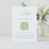 Sage Green & Sky Blue QR Code RSVP Wedding Kaart (Staand voorkant)