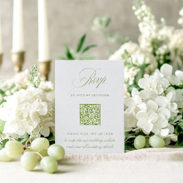 Sage Green & Sky Blue QR Code RSVP Wedding Kaart