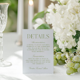 Sage Green & Sky Blue Wedding Details Informatiekaartje