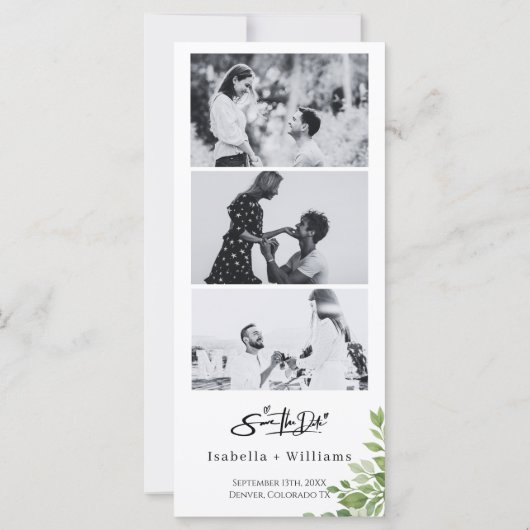 Sage Green Sla de datum op Foto Strip QR Wedding (Achterkant)