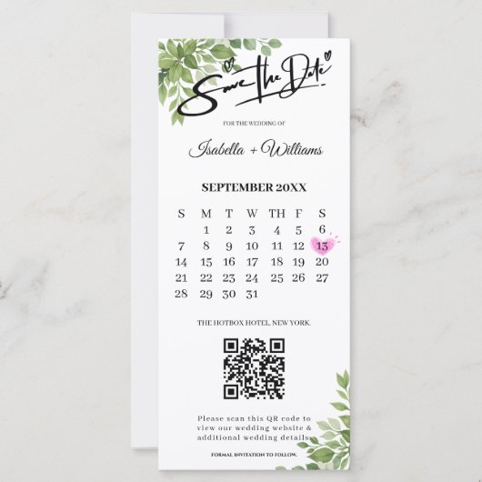 Sage Green Sla de datum op Foto Strip QR Wedding (Voorkant)