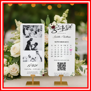 Sage Green Sla de datum op Foto Strip QR Wedding