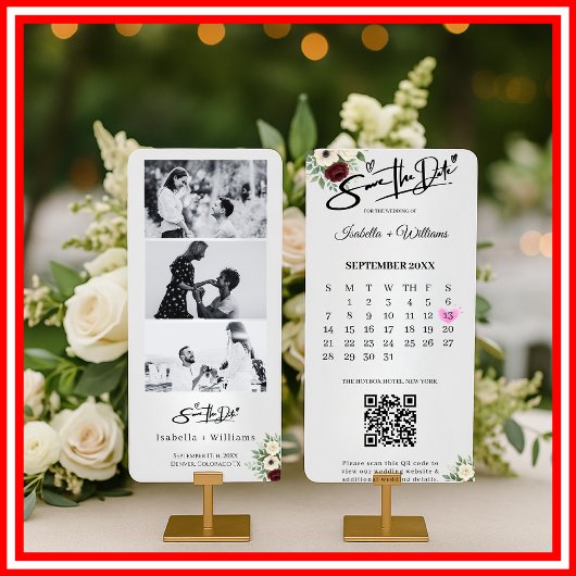 Sage Green Sla de datum op Foto Strip QR Wedding