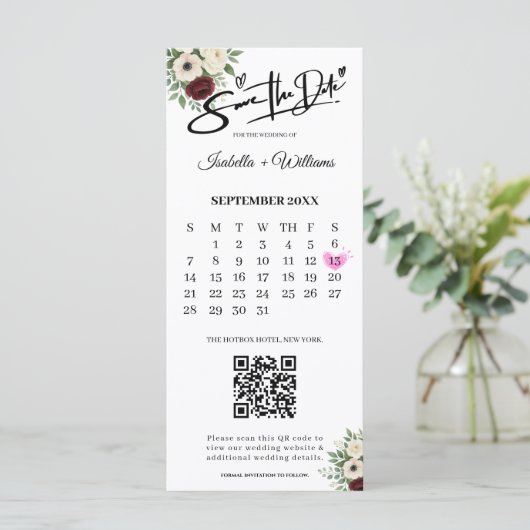 Sage Green Sla de datum op Foto Strip QR Wedding (Staand voorkant)