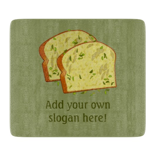 Sage Green Sliced Garlic Bread Pieces - Ewn Slogan Snijplank (Voorkant)