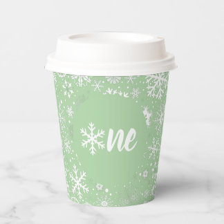 Sage Green Snowflake ONE Paper Cup Papieren Bekers