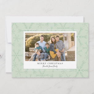 Sage Green Snowflakes Holiday-fotokaarten Feestdagenkaart