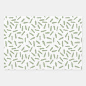 Sage Green Snowflakes Pine Pset Holiday Patronen Inpakpapier Vel (Voorkant 3)