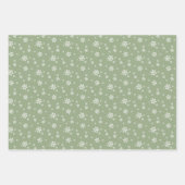 Sage Green Snowflakes Pine Pset Holiday Patronen Inpakpapier Vel (Voorkant)