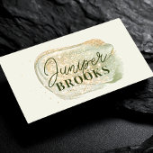 Sage Green Social Media QR Code Gold Glitter Visitekaartje