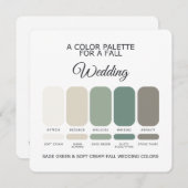 Sage Green Soft Cream Fall Wedding Palette Card Kaart (Voorkant / Achterkant)