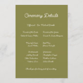 Sage Green & Soft Yellow Botanical Weddin Programmakaart (Achterkant)