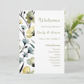 Sage Green & Soft Yellow Botanical Weddin Programmakaart (Staand voorkant)