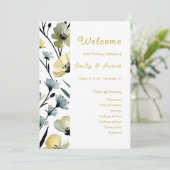 Sage Green & Soft Yellow Botanical Weddin Programmakaart (Staand voorkant)