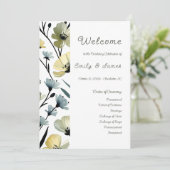 Sage Green & Soft Yellow Botanical Weddin Programmakaart (Staand voorkant)