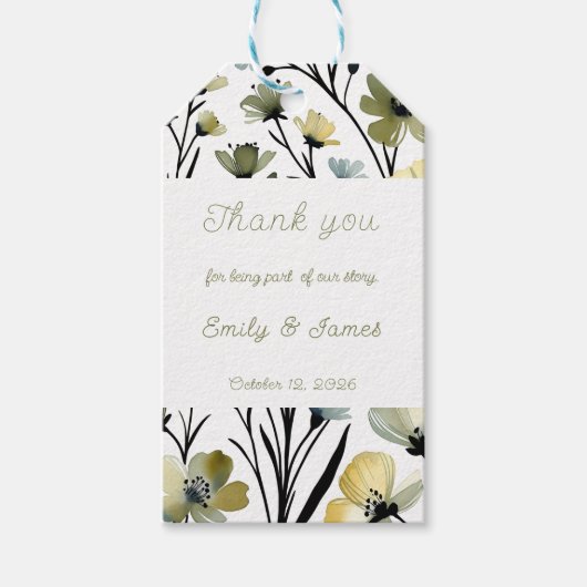 Sage Green & Soft Yellow Botanical Wedding Cadeaulabel (Voorkant)