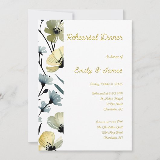 Sage Green & Soft Yellow Botanical Wedding Kaart (Voorkant)