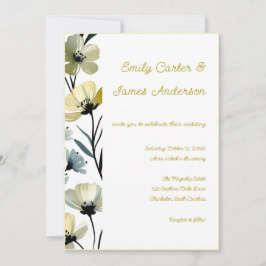 Sage Green & Soft Yellow Botanical Wedding Kaart