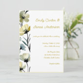 Sage Green & Soft Yellow Botanical Wedding Kaart (Staand voorkant)