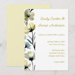 Sage Green & Soft Yellow Botanical Wedding Kaart