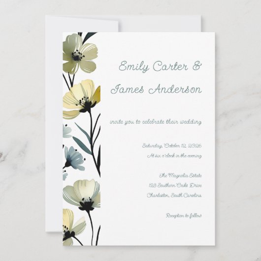 Sage Green & Soft Yellow Botanical Wedding Kaart (Voorkant)
