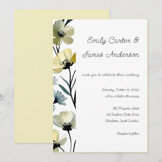 Sage Green & Soft Yellow Botanical Wedding Kaart