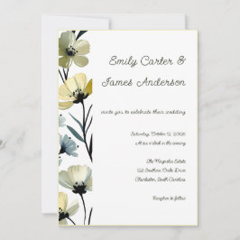 Sage Green & Soft Yellow Botanical Wedding Kaart