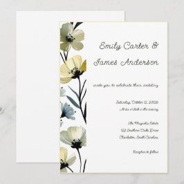 Sage Green & Soft Yellow Botanical Wedding Kaart