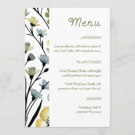 Sage Green & Soft Yellow Botanical Wedding Menu