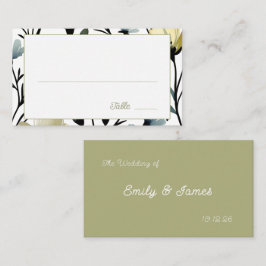 Sage Green & Soft Yellow Botanical Wedding Plaatskaartje