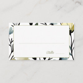 Sage Green & Soft Yellow Botanical Wedding Plaatskaartje