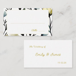 Sage Green & Soft Yellow Botanical Wedding Plaatskaartje