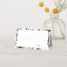 Sage Green & Soft Yellow Botanical Wedding Plaatskaartje