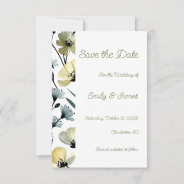 Sage Green & Soft Yellow Botanical Wedding Save The Date